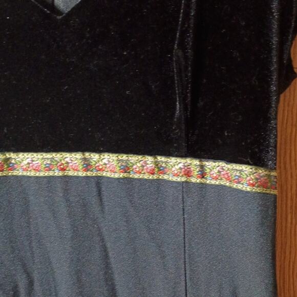 Vintage Just Choon Velvet Empire Waist Maxi Dress Black Ribbon Detail XS 90s - Picture 5 of 7